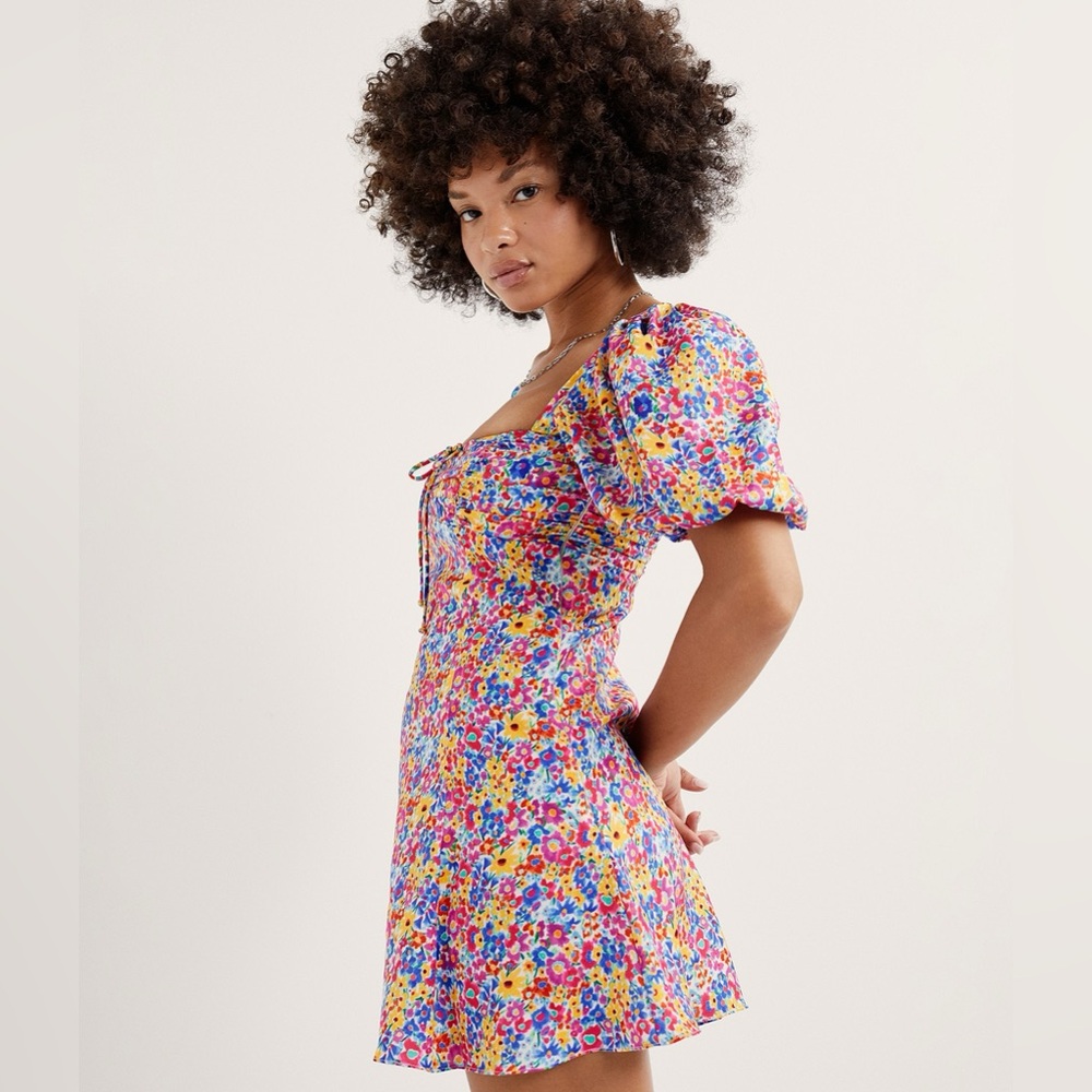 For Love & Lemons Floral Puff Sleeve Dress